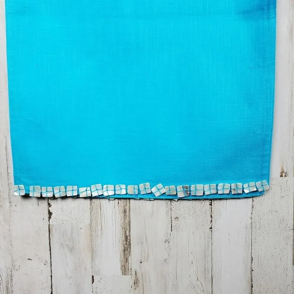 Seashell Embellished Table Runner Teal 14